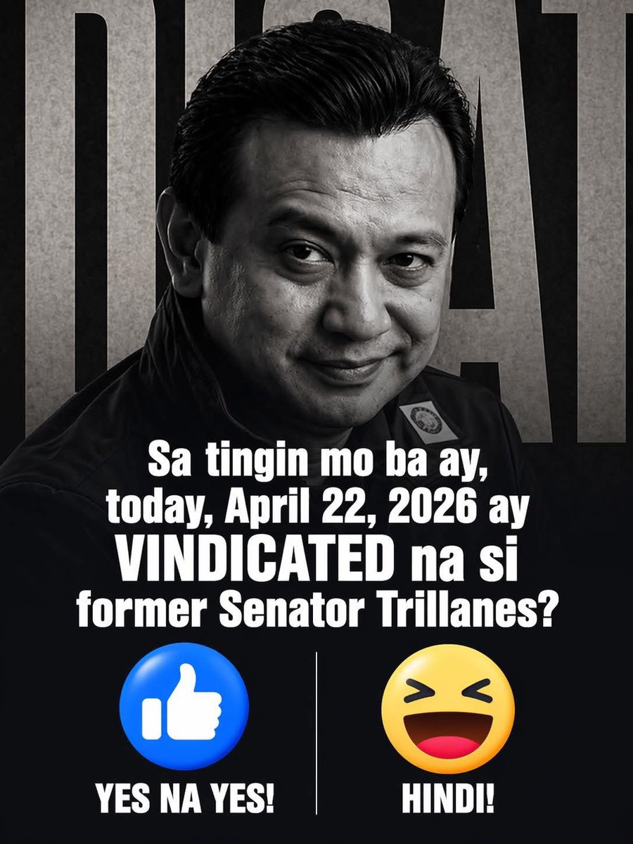 YES NA YES!

#QuickSurvey: Sa tingin mo ba ay, today, April 22, 2026 ay VINDICATED na si former Senator Trillanes?