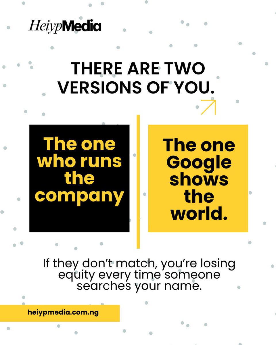 japhetcg's tweet image. There are two versions of you.

The one who runs the company, and the one Google shows the world.

If they don’t match, you’re losing equity every time someone searches your name.

Send us a DM to bridge the gap.

#ExecutivePresence #ThoughtLeadership #CEOBranding