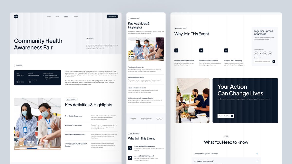 peterdraw's tweet photo. Designing for impact, not just visuals 🌱

Chariets is crafted to present charity initiatives with clarity and emotion through clean layouts and thoughtful structure. A UI that helps organizations inspire and drive meaningful action.

View More : https://t.co/tpsJz4z9hS

#figma #figmatemplate #webdesign #website #uiux #uidesign #userinterface #landingpage #homepage #charity #donation