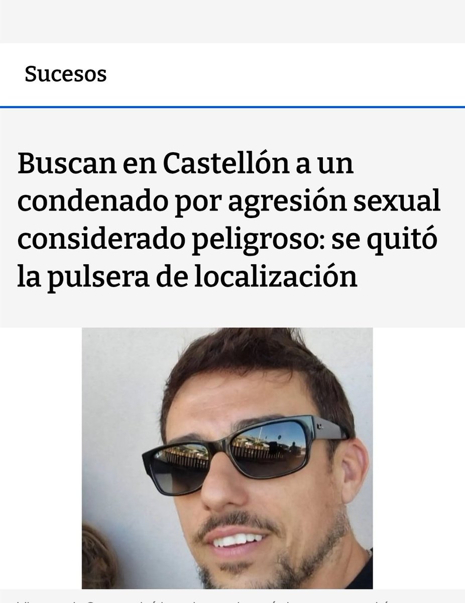 🚨Se busca a Vicente L.G. Hombre,45 años sobre el q pesa 1 condena d 8 años y 150 mil € d indemnacion x 2 agresiones sexuales y coacciones a otra mujer. Desapareció el pasado día 8 en Castellón d la Plana Mide 1,85 metros,tiene complexión atlética, pelo castaño y ojos marrones.