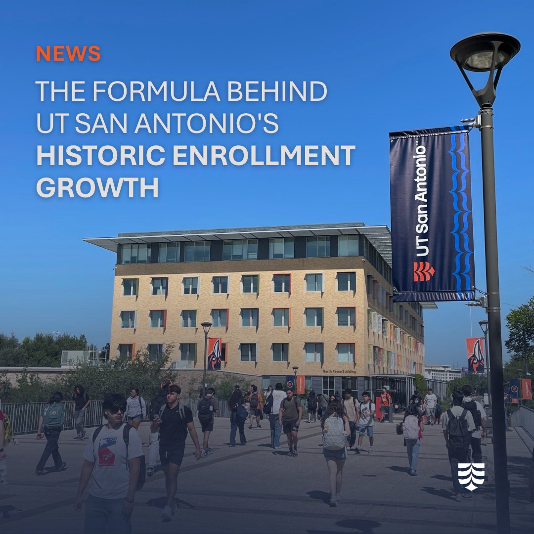 UT San Antonio is on the rise. 🤙

Record enrollment, 45,000+ undergraduate applications and bold investments in areas such as health, AI and cybersecurity are shaping the university's future.

See what’s driving this momentum: bit.ly/4sP10Yk

<a href="/UTHealthSA/">UT Health San Antonio</a>