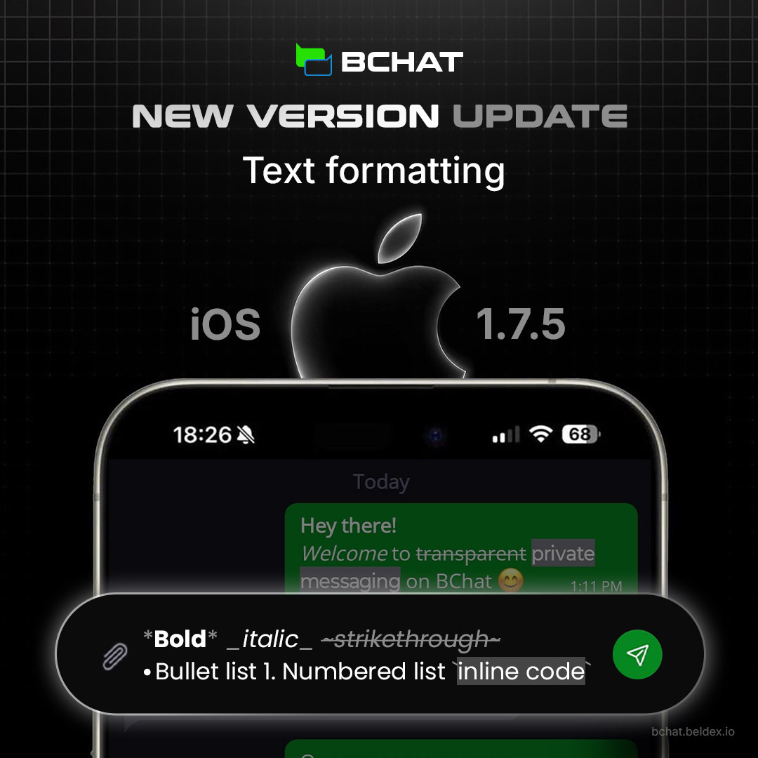 Text formatting is also live on the Desktop Version 2.7.4 of @Bchat ...
