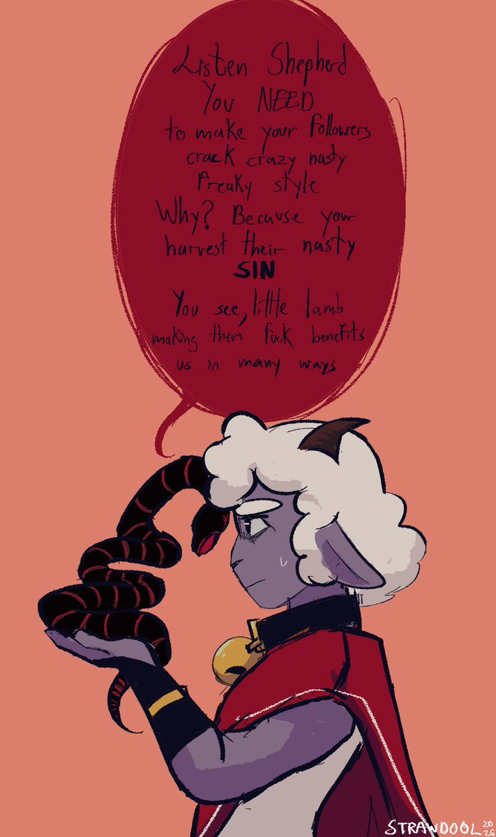 tw//suggestive
art block be hittingg 
#cultofthelamb #cotl