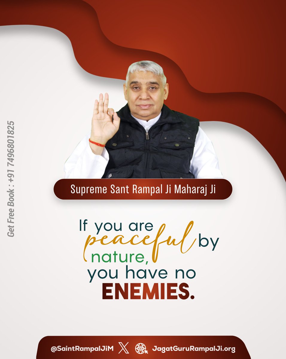 #GodNightWednesday
If you are peaceful by nature you have no enemies.
— Sant Rampal Ji Maharaj
.
.
#SaintRampalJiQuotes 
#सत_भक्ति_संदेश