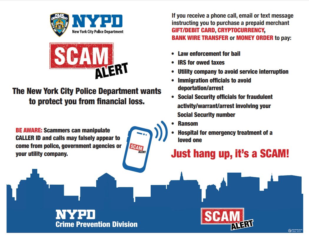 NYPD7Pct's tweet image. ⚠️ Scam Alert: Beware of phone spoofing! Scammers may fake caller ID to appear as your local police department or government agency. Don’t share personal info or send money. Hang up and verify directly. #ScamAlert #Crimeprevention