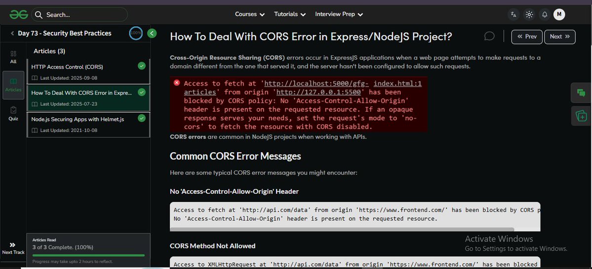 m_salman1274's tweet image. Day 73 of full stack 🚀

Today I learned:

🔒 What CORS actually is

⚙️ How to fix CORS errors in Express

🛡️ Securing apps with Helmet.js

That CORS error used to scare me. Not anymore 😤

#100DaysOfCode #NodeJS #FullStack