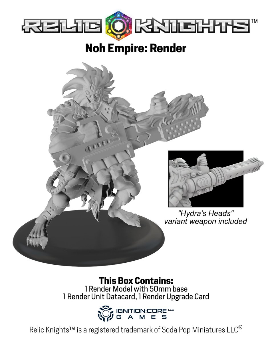IgnitionCoreLLC's tweet photo. Noh Empire has returned to the Relic Knights lineup and is in stock now! Pick-up a Render to add much needed fire-support to your Noh cadre!

Get yours at https://t.co/dbbalDRiyB

#adepticon #relicknights #ignitioncoregames https://t.co/vEJ1H5iht6
