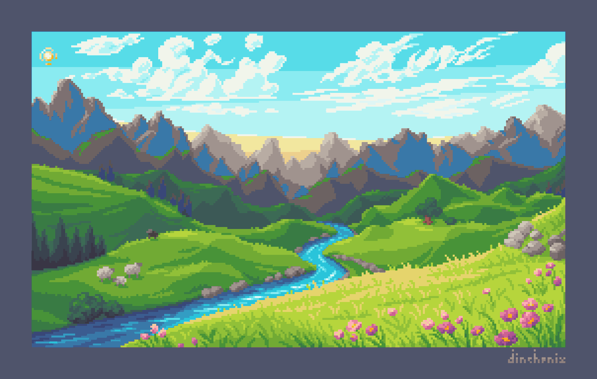 All parts of the Green Valley together 💚 #pixelart #dinchenix