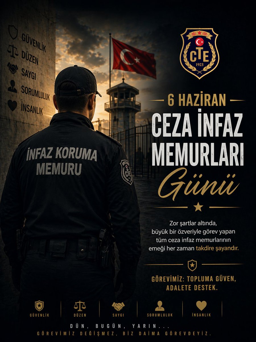 mehmet_dqn's tweet photo. Yaklaşan 6 Haziran Ceza İnfaz Memurları Günü vesilesiyle; görevlerini ağır ve riskli şartlar altında yürüten ceza infaz memurlarının mali, özlük ve çalışma koşullarının iyileştirilmesi yönündeki taleplerin karşılanması büyük önem arz etmektedir.

@abakingurlek @ceyhanburakab https://t.co/HPEqYA1JYU