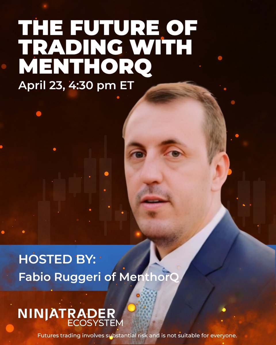 NTEcosystem's tweet photo. Join Fabio from MenthorQ to explore how evolving markets are making options flow essential for futures traders. Learn how gamma levels, AI insights, and NinjaTrader integration can help identify key price levels and trading opportunities. Register for the webinar today: https://t.co/E8V4xq1ir8