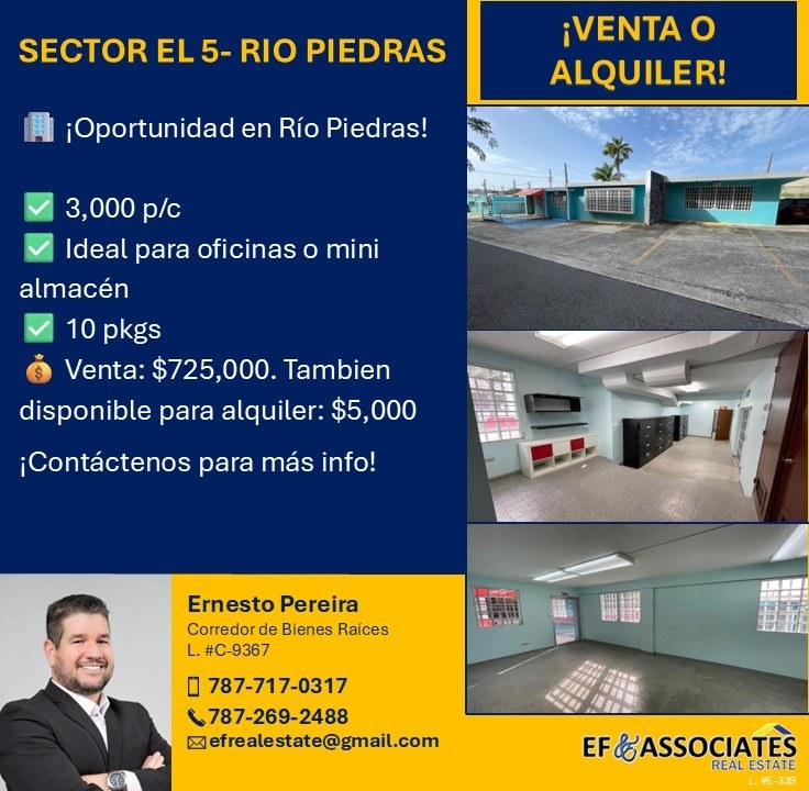 efrealestate's tweet image. 🏢 ¡Oportunidad en Río Piedras!
Local comercial disponible para venta o alquiler en el sector El Cinco – San Juan. Para mas información- Ernesto Pereira 787-717-0317 / 787-269-2488 L. #L-339