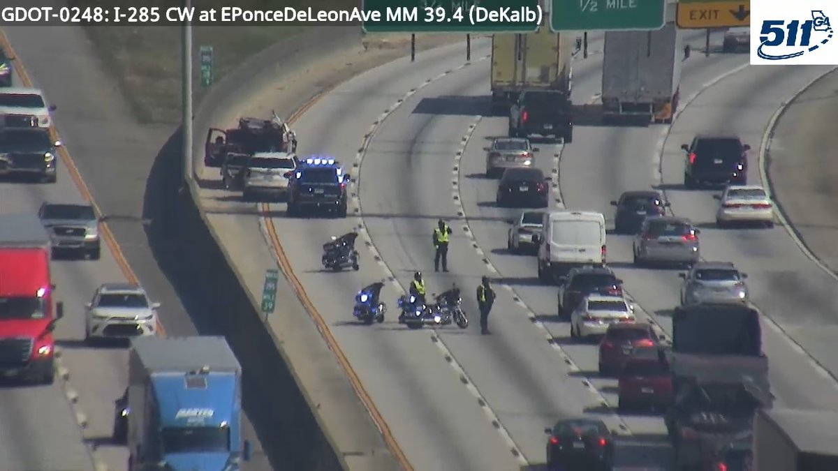 DEKALB CO - Two left lanes are blocked on I-285 N before Stone