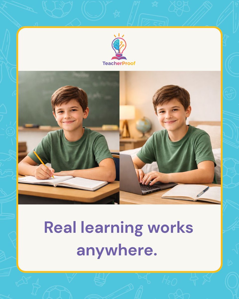 TeacherProof's tweet image. If a child only succeeds in one class, learning hasn’t transferred.

When kids understand how they learn, they can:
• adapt
• adjust
• succeed anywhere

That’s the goal.

#IndependentLearning #StudentSuccess #EducationMindset #TeacherProof