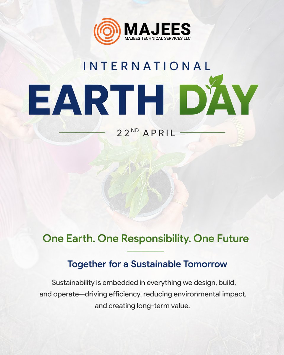 majeestech's tweet photo. 🌍 Earth Day 2026
At MAJEES, we join the world in celebrating Earth Day and reaffirming our commitment to protecting the environment for future generations.

#EarthDay #MAJEES #Sustainability #Engineering #EPC #Construction #Security #Telecom #Fläroman #ResponsibleGrowth https://t.co/12abrJmmna