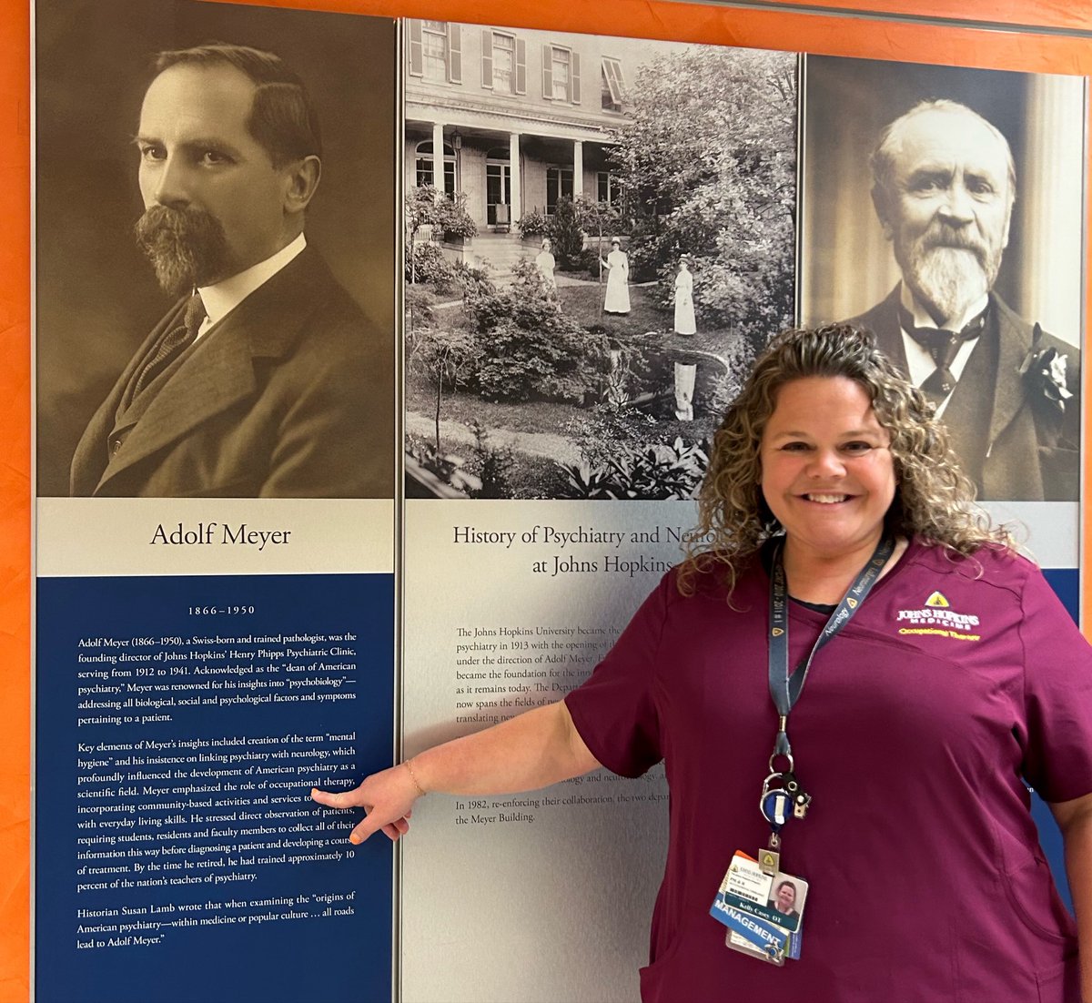 KellyCasey_OT's tweet image. On my way to #AOTAINSPIRE26 annual #AOTA conference. Before leaving work, I was reminded of the honor of working at one of the birthplaces of #OT, #JohnsHopkins. Grounded in history, focused on the future. 

See you all there!