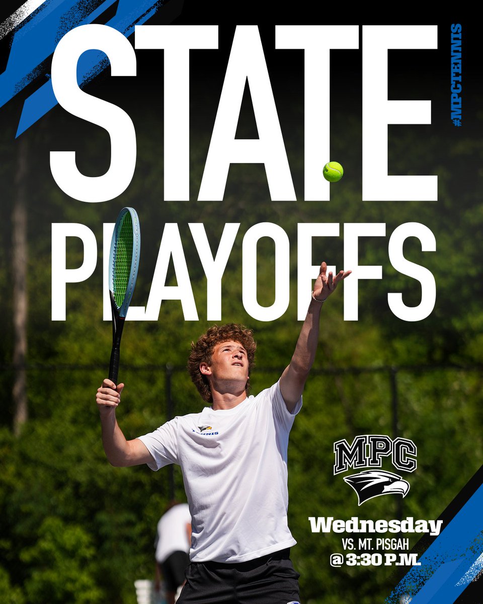 MPCAthletics's tweet image. The boys #MPCTennis team is at home today for the State Playoffs!

3:30 p.m. vs Mt. Pisgah

#MPCWAY | #FunToWatch