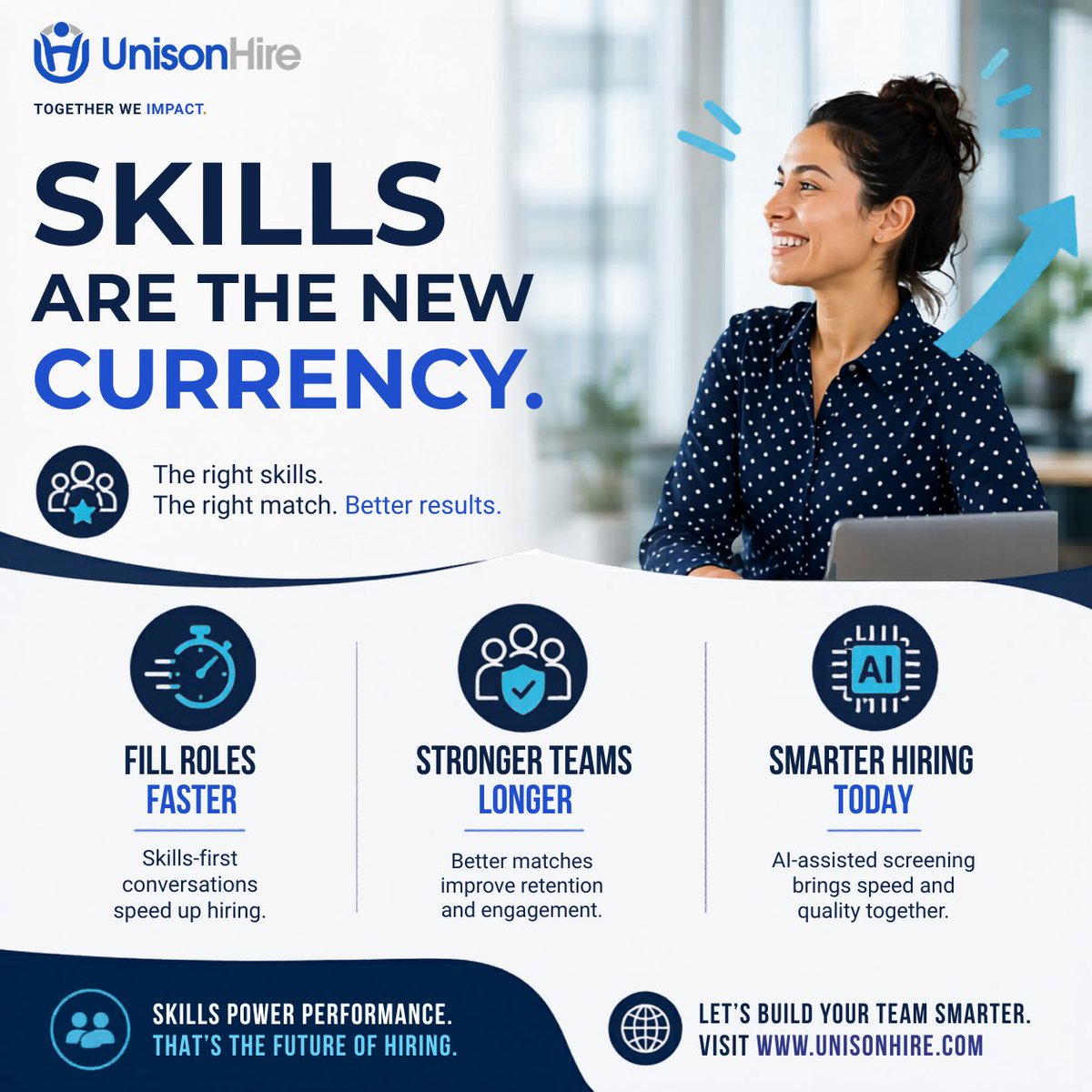 UnisonHire's tweet image. Hot take: The best hire on paper isn't always the best hire in practice.

We help companies find talent that performs, not just impresses.

Ready to hire smarter? Visit UnisonHire.com today.

#Staffing #SkillsBasedHiring #WorkforceTrends #UnisonHire