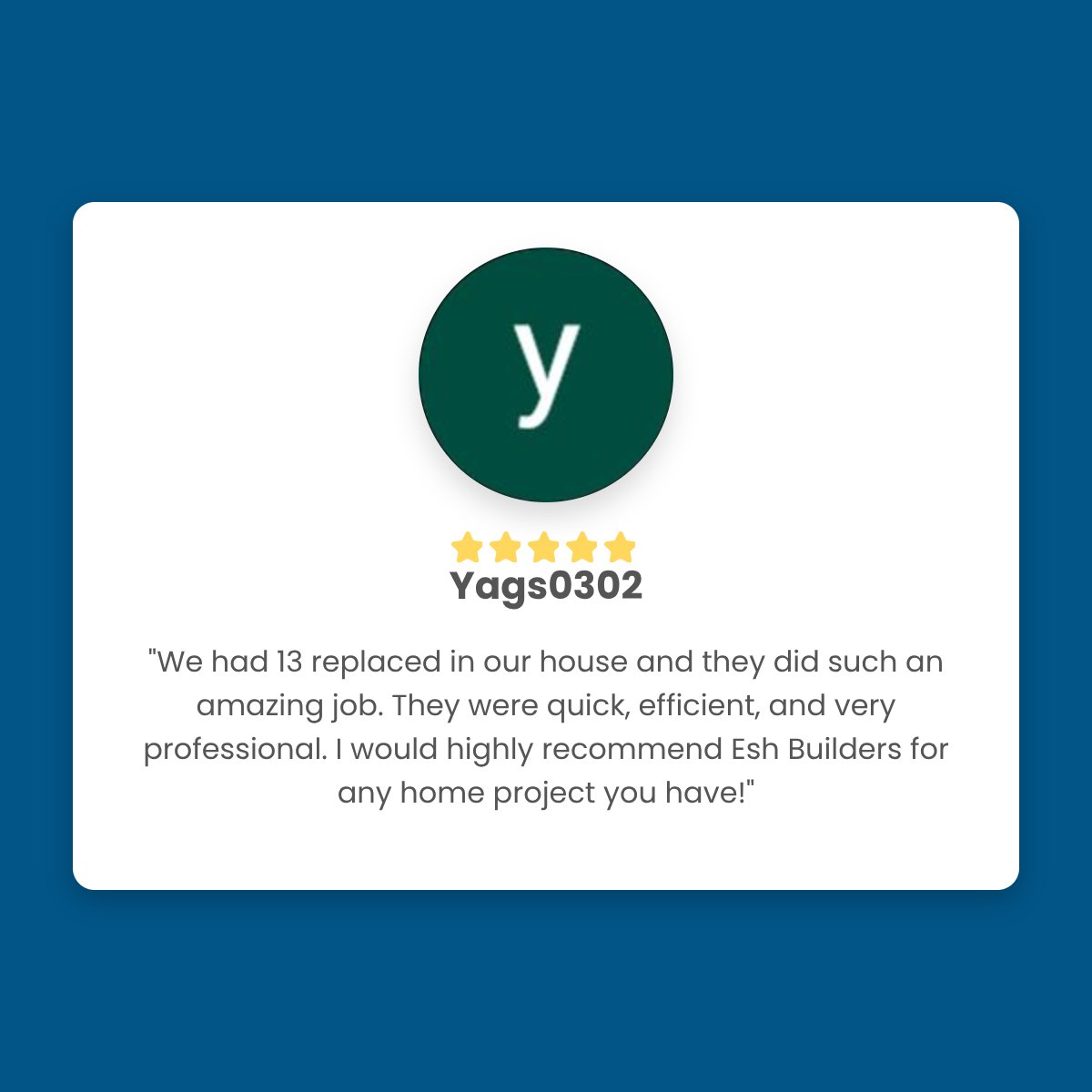 eshbuildersllc's tweet photo. We feel very blessed to have folks like yags0302 take the time to share their experience with Esh Builders.  #eshbuildingwhatmatters https://t.co/GP5cY17W4o