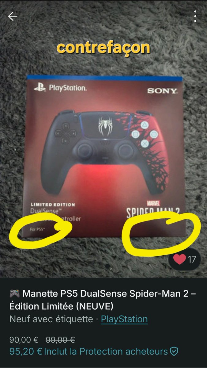 _MattOTH_'s tweet image. Faites attention en ce moment sur @vinted les annonces de ce genre puluent des #dualsense contrefaçon il y a des indices:

1- le prix souvent tréééés bas
2- la boîte avec uniquement le "for PS5"
3- les mentions manquantes a droite en bas sur le face avant.

#arnaques
#playstation