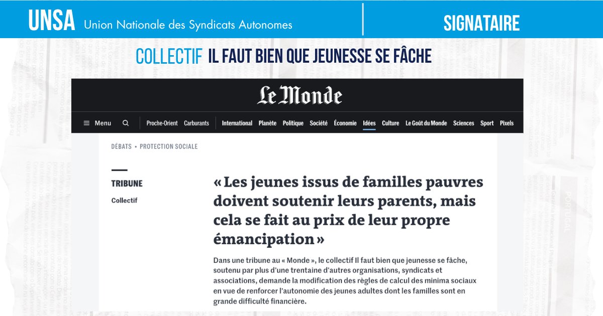 UNSA_officiel's tweet photo. 17,5 % des 18-29 ans vivent sous le seuil de pauvreté.
21,9 % des mineur·es aussi.
Aujourd’hui, certain·es jeunes travaillent non pour s’émanciper…
mais pour aider leur famille à tenir.

👉 Notre position :
https://t.co/hiFr6l5n7c
👉 Lire la tribune :
https://t.co/IT1rWBoB8Q https://t.co/4YhVDVfSFz