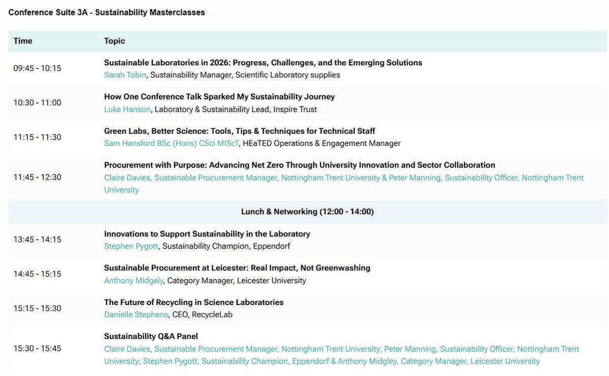 SciLabShow's tweet photo. Interested in #sustainability? 🌱Explore our Sustainability Masterclasses at #SciLabShow2026 with 8 expert-led sessions covering key topics. 

Join the conversation and be part of the change!
👉 https://t.co/lSnkKVyz1h https://t.co/EQ0Rnq5zq6