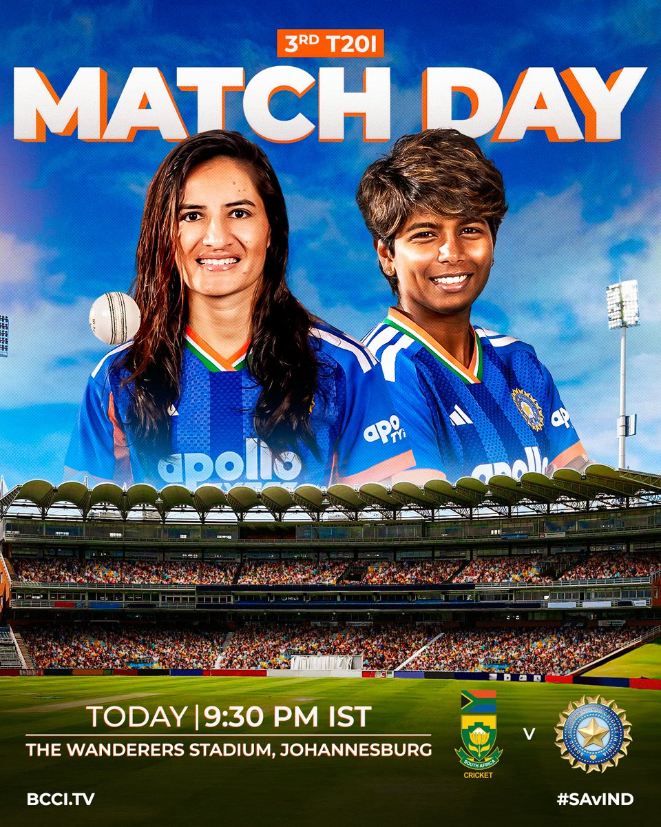 BCCIWomen's tweet image. A massive clash awaits at the Wanderers 🏟️

Ready and all set for the 3rd T20I 👊

#TeamIndia | #SAvIND