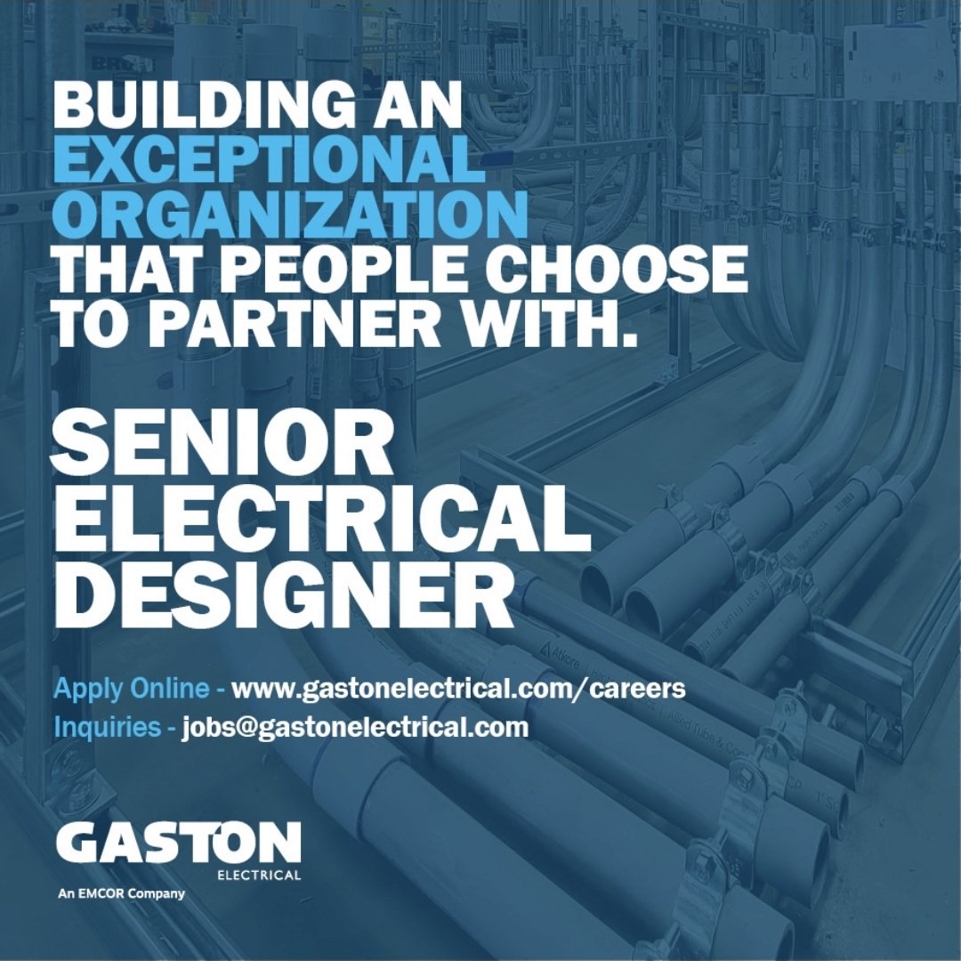GastonElec's tweet image. We're seeking a skilled Sr. Electrical Designer to lead electrical design efforts for their respective projects and coordinate with Gaston's BIM, Prefab, and Field Teams. Let's connect! Visit GastonElectrical.com/Careers to learn more and apply. #jobs #careers #construction #hiring