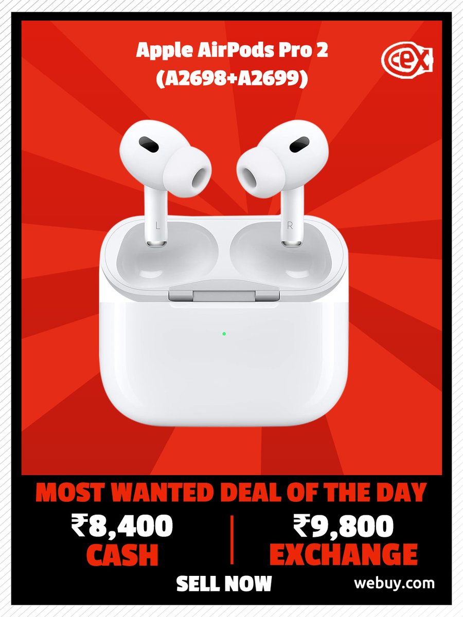 cexindia's tweet image. Best prices paid for your gadgets today! Get instant cash or more when you exchange for a Voucher at CeX stores or on your Doorstep!

Hurry - Prices expiring soon!

Head to bit.ly/3Q4MIQB
Visit webuy.com/support

#CeX #CeXIndia #Sell #Apple #iPadAirM4 #AirPodsPro2