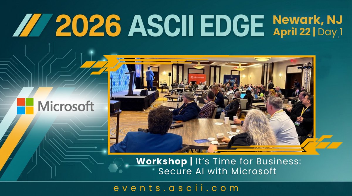 asciigroup's tweet image. The energy at #ASCIIEdge #Newark is electric as we kick off Day 1! ⚡️

We started strong with an interactive workshop from @Microsoft: It’s Time for Business: Secure AI with Microsoft. We’re diving deep into Microsoft’s Security Suites and Copilot to help #MSPs lead the AI