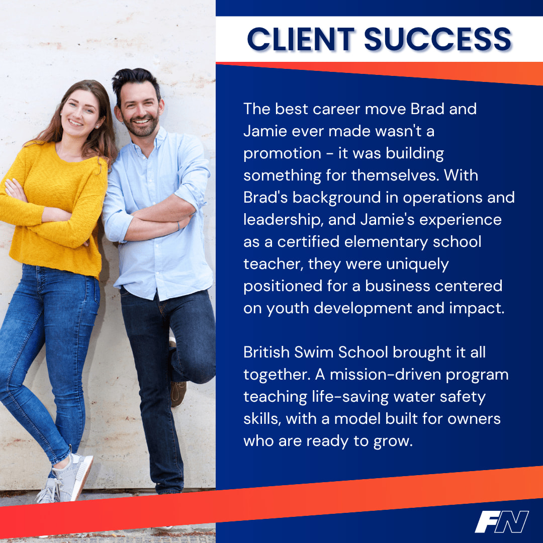 franchisegenie's tweet photo. The best career move Brad and Jamie ever made wasn't a promotion…it was building something for themselves.

Thinking about building something meaningful? Let's find your fit. 

#FranchiseOwnership #Entrepreneurship #BritishSwimSchool #FranNet #WaterSafety #CommunityFirst https://t.co/qA8VudDjXe