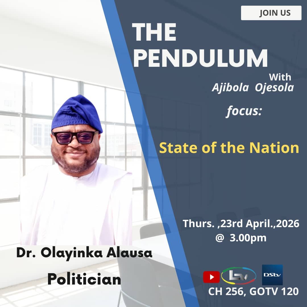 lagostelevision's tweet image. Where is Nigeria headed? 🇳🇬
Let’s talk real issues shaping the nation on #ThePendulum. @ajibolaojesola hosts @_AkinyemiTope and Dr. Olayinka Alausa for a deep dive into the #StateOfTheNation. 
Don’t miss it!  

#NigeriaDecides #PoliticsToday #Governance #APC #NigeriaNews