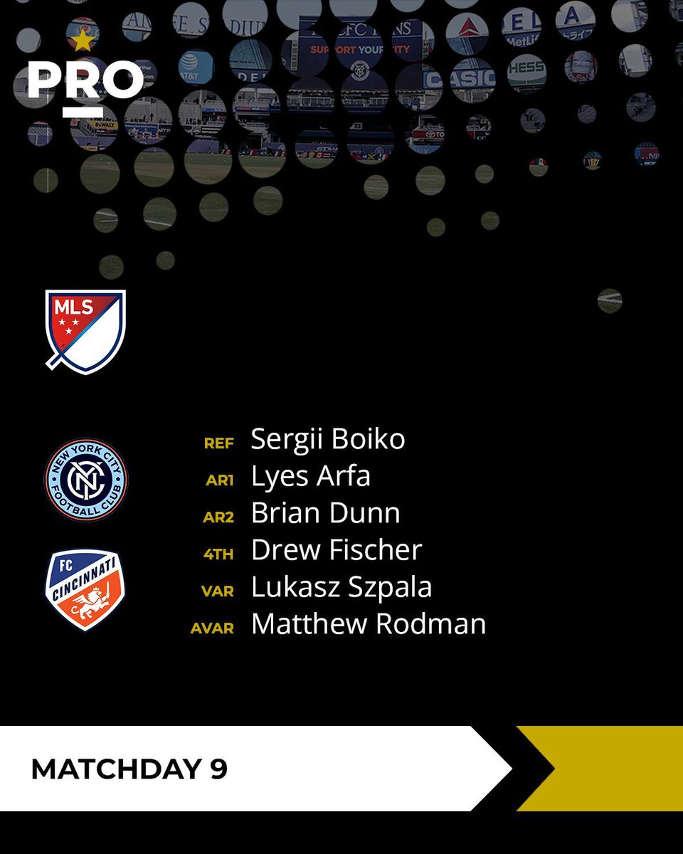 PROreferees's tweet image. ⚽ // @newyorkcityfc vs @fccincinnati (7:30PM ET)

#PRO | #MLS | #NYCFC | #AllForCincy