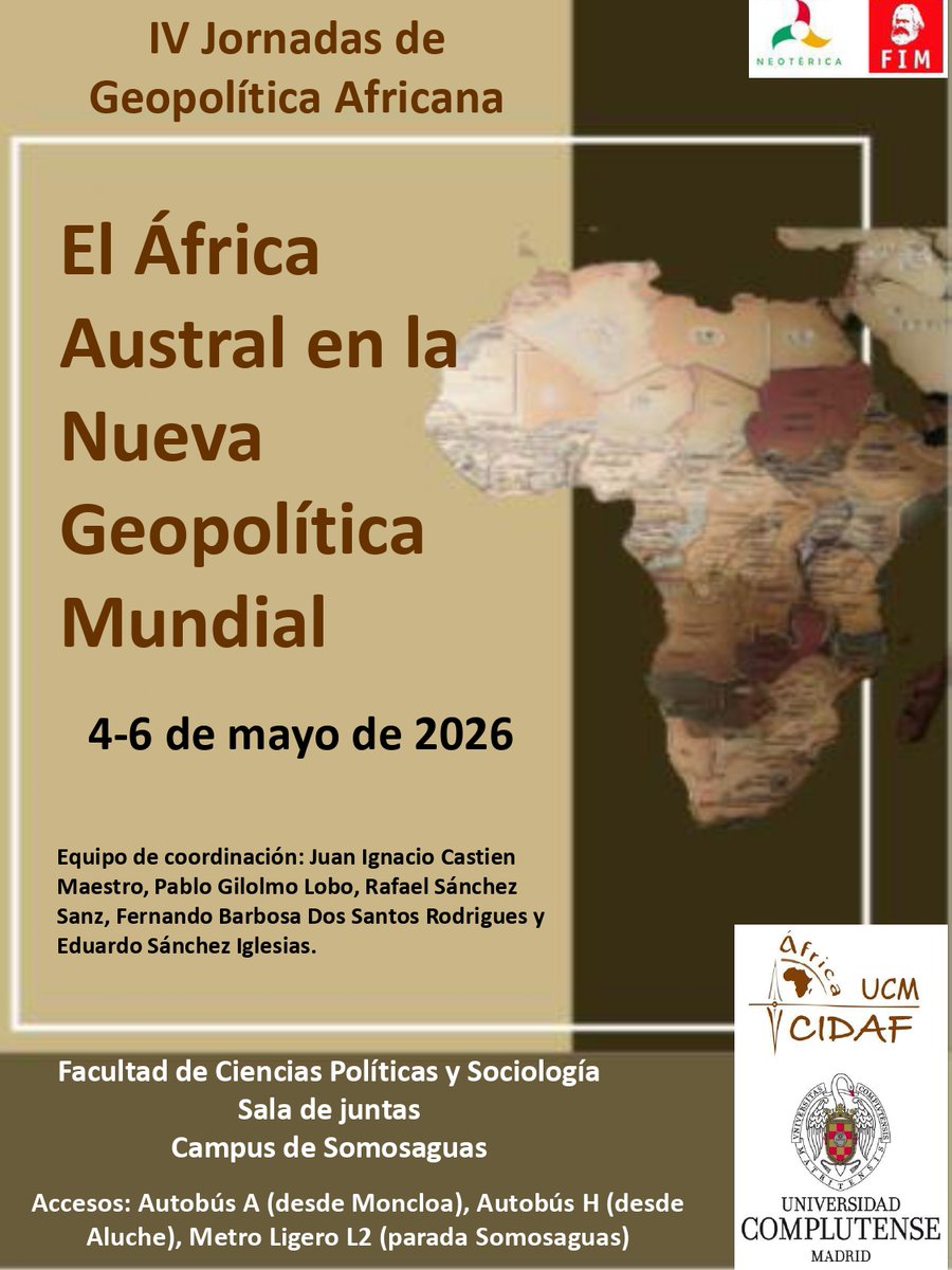 PueblosNegrosUC's tweet photo. 🚀4 al 6 de mayo 2026
📍 Facultad de Ciencias Políticas y Sociología de @unicomplutense 👇 https://t.co/LBp8mylHkR