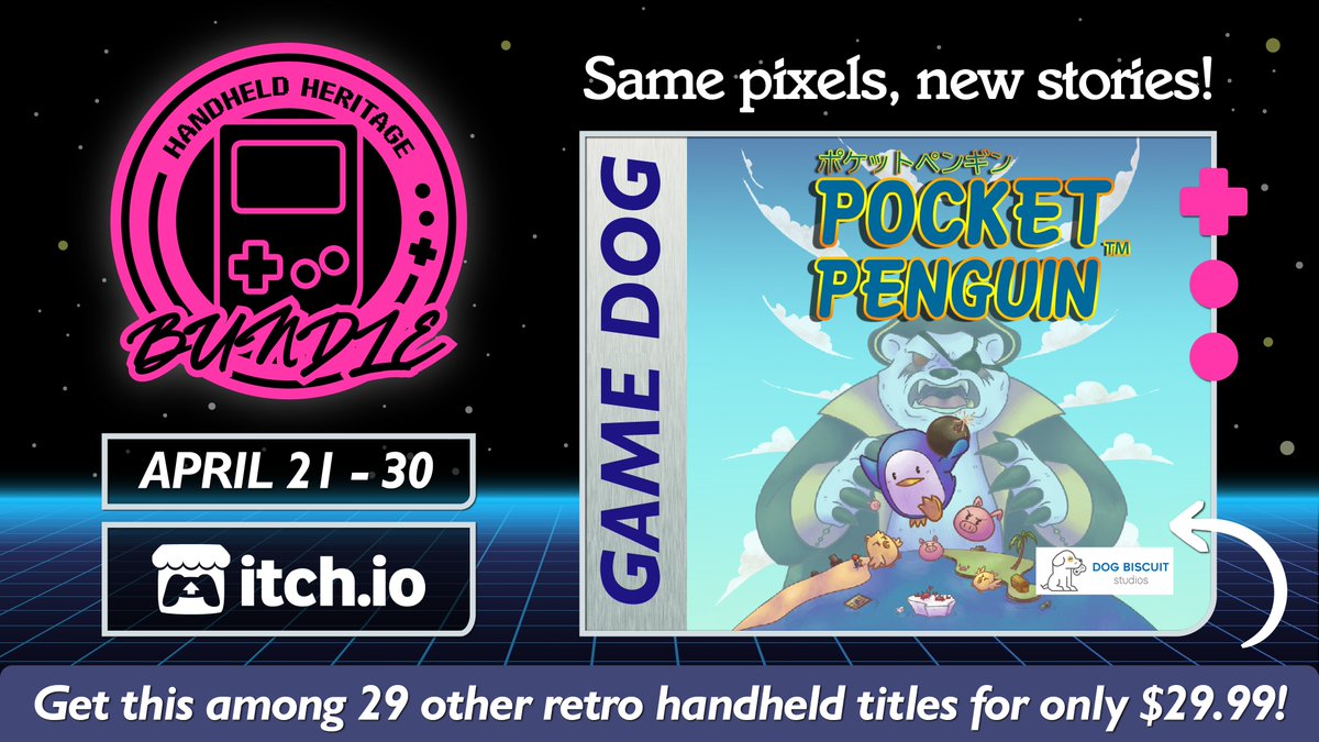 chimera_warrior's tweet photo. Handheld heritage bundle is up! Get Pocket Penguin: Pocket Edition, and 20+ other games for only $29.99 #HHbundle

https://t.co/mXuPbCRTUI https://t.co/k205MIaTwp