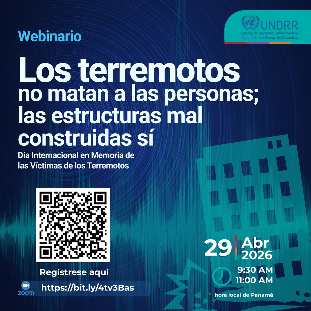 UNDRR_Americas's tweet photo. Los terremotos no tienen por qué convertirse en desastres: el riesgo se construye y se puede reducir. Únete a nuestro webinar y aprende cómo la construcción segura, la planificación y comunidades informadas salvan vidas.
🔗 https://t.co/bZBIjh5is9
#RRD #Terremotos https://t.co/2coQatIsPz