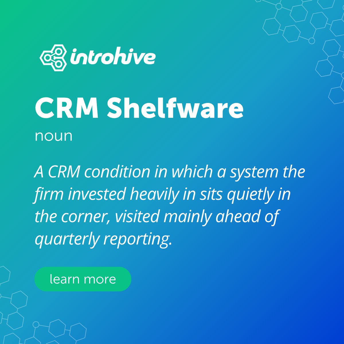 Introhive's tweet image. What's worse than evaluating CRM platforms, navigating procurement, investing hundreds of thousands, and training the entire org… to find 6 months later the data is already out of date. What does the future of CRM look like? hubs.la/Q04d22Qk0 #Introhive #CRM #RevOps #B2B