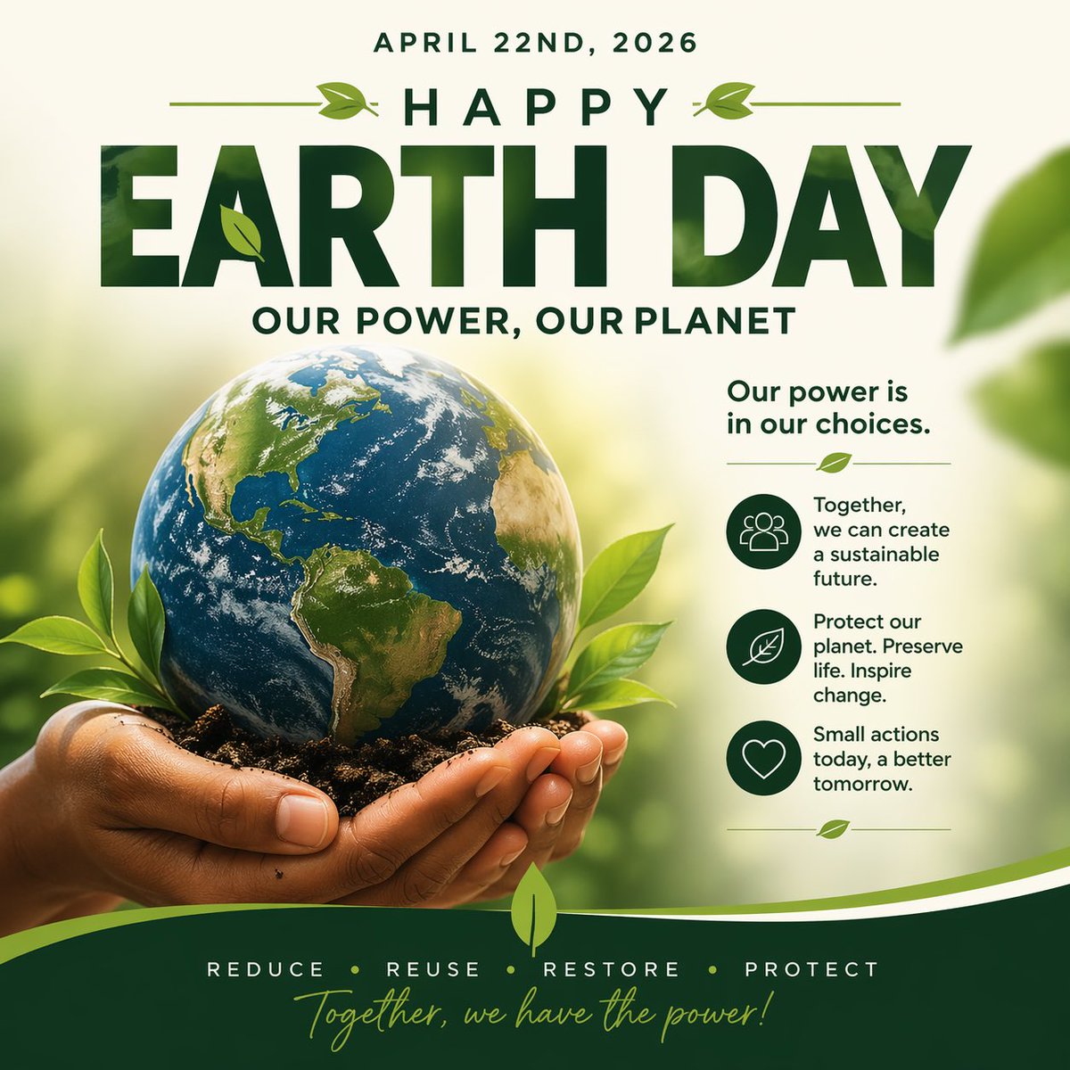 Pamelanoah_'s tweet photo. Our planet is our shared responsibility. Every action no matter how small counts toward a healthier, more sustainable future. 

I believe in the power of people to protect the planet. When we act together, real change happens.

#EarthDay #OurPowerOurPlanet #ClimateAction https://t.co/V0n2ZQutuy