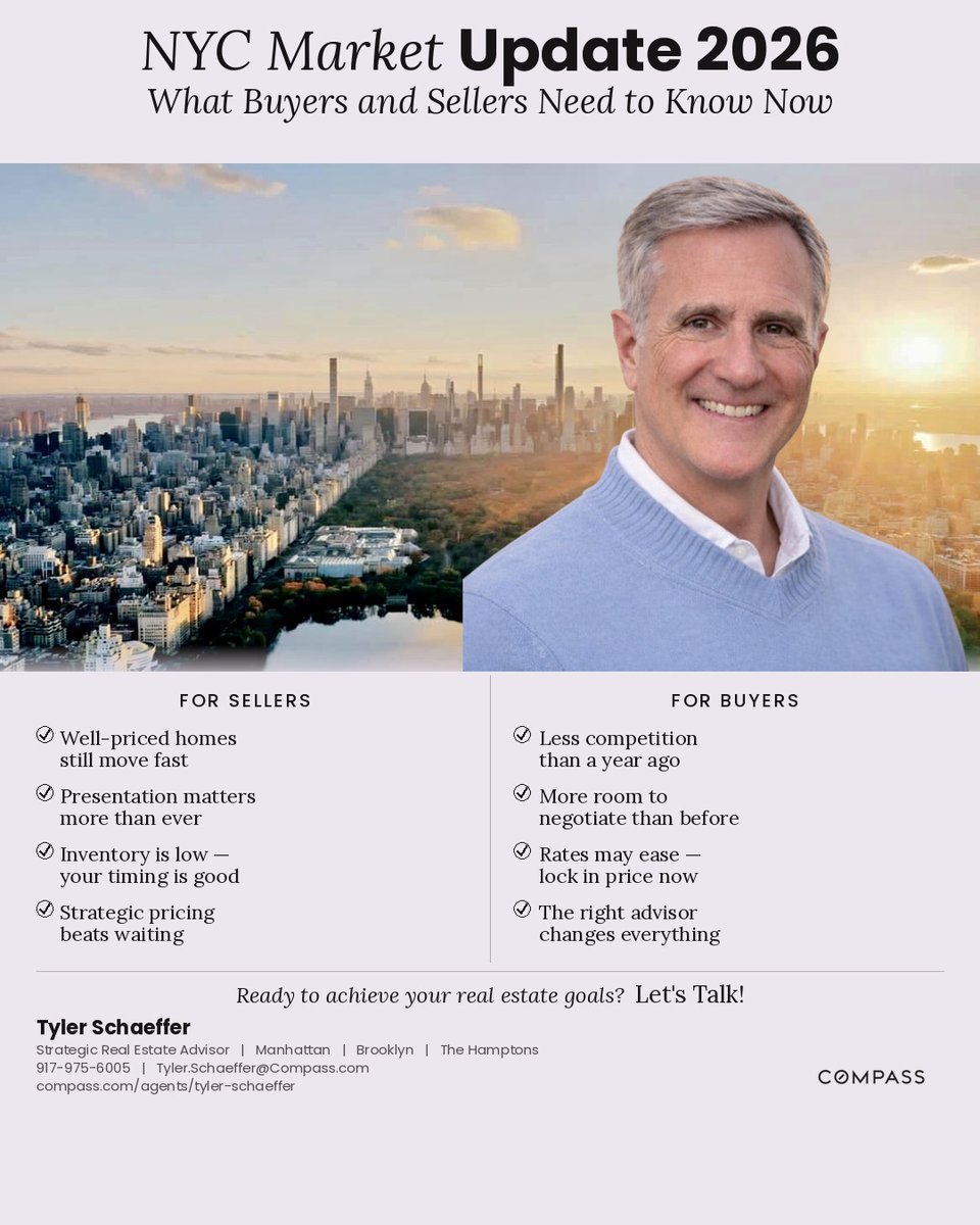 TylerSchaeffer1's tweet image. What's Really Happening in NYC Real Estate Right Now Low inventory. Less competition. A short window many buyers are missing. #Buyers #Sellers #Renters #Manhattan #Brooklyn compass.com/notifications/…