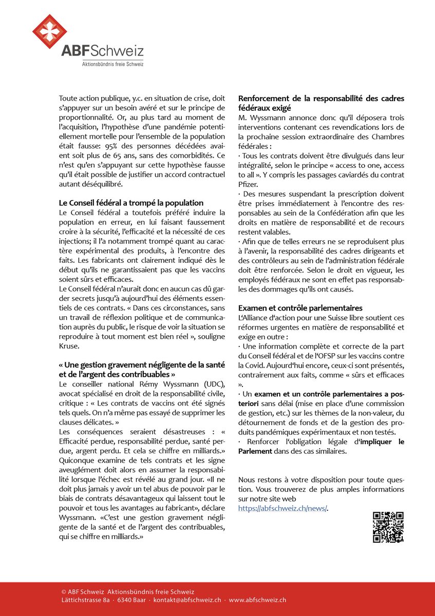 Et le communiqué  de presse fourni par ABF Schweiz en français 🙏🏻