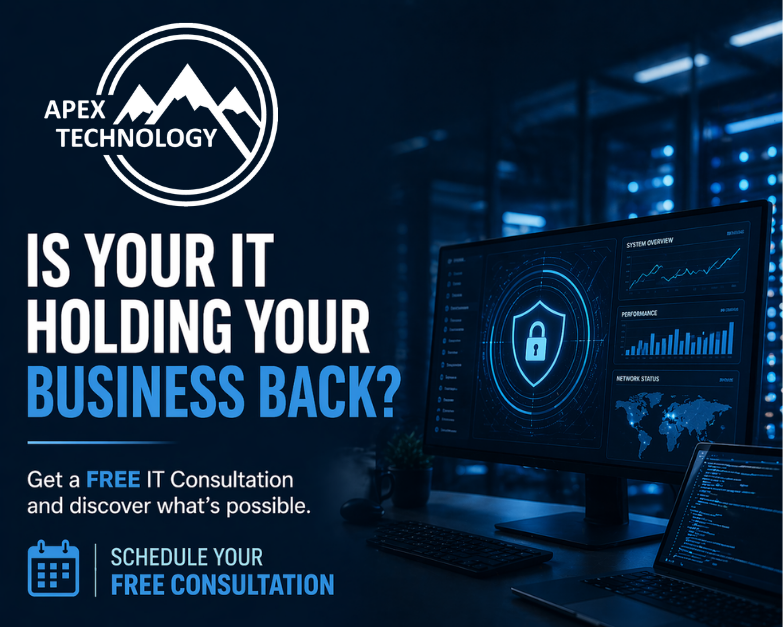 ApexTechCorp's tweet photo. For many organizations, IT isn’t just a support function—it’s a growth driver. As a business leader, it might be time to take a closer look. Apex Technology is offering a free consultation to help uncover inefficiencies and opportunities for improvement. https://t.co/yOL54rUBPa https://t.co/c3dTYNGaQ2