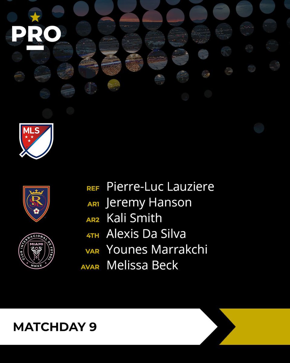 PROreferees's tweet image. ⚽ // @realsaltlake vs @InterMiamiCF (9:30PM ET)

#PRO | #MLS | #RSL | #InterMiamiCF