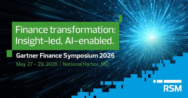 From insight to action, connect with RSM at Gartner Finance Symposium/Xpo 2026 to discuss finance transformation, AI‑enabled execution and strategies that drive ROI across the enterprise. rsm.buzz/4cWCj7o