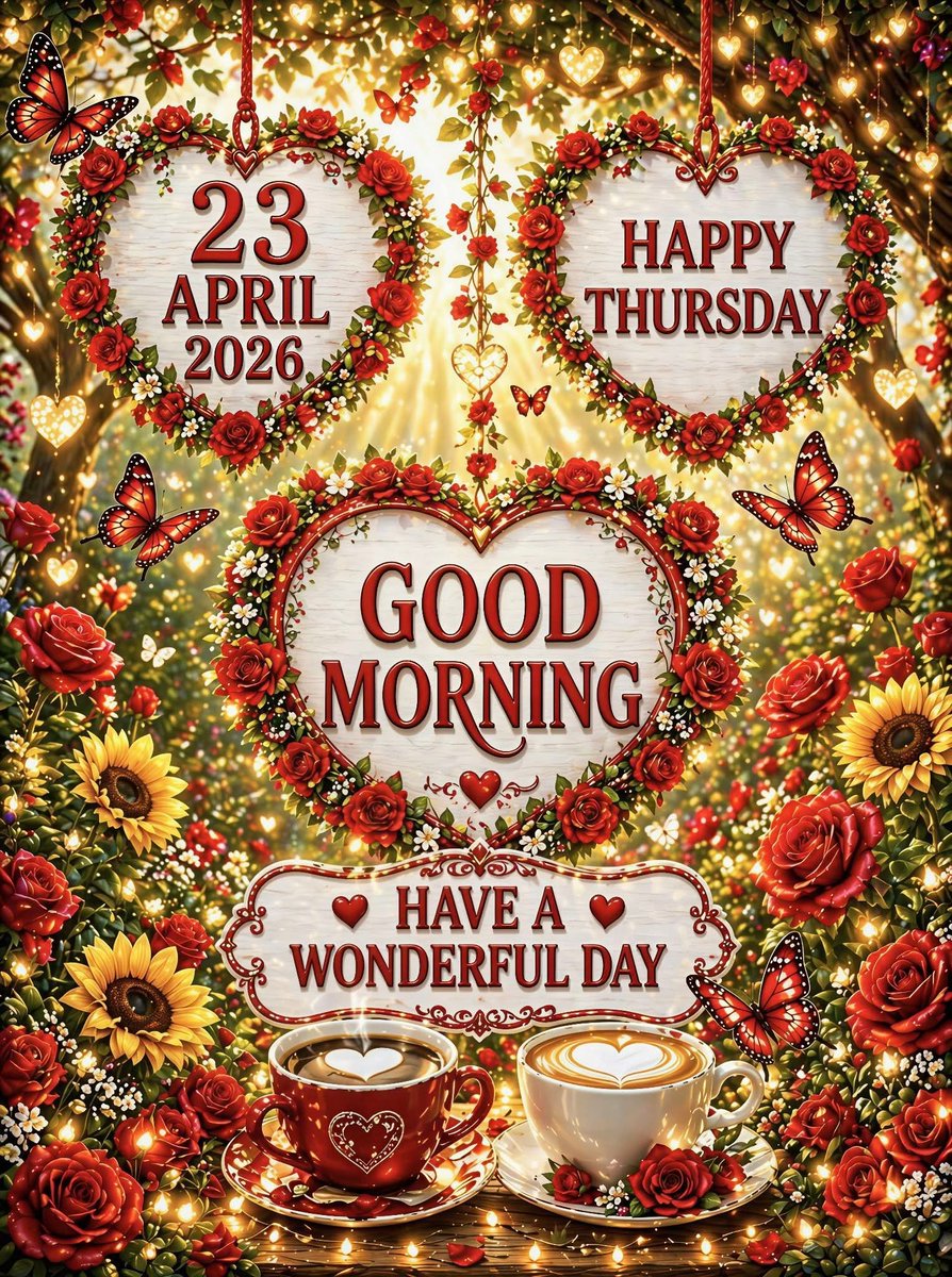 shalinigudiya's tweet image. Good morning, everyone! ☀️
I hope you all have a wonderful Thursday today, April 22th! 🦋 Let's make it a fantastic day. 🌷 Wishing you all the best! 🦜 
#GoodMorning 🌻🌱
#Happy Thursday 🪴🪻🌹
