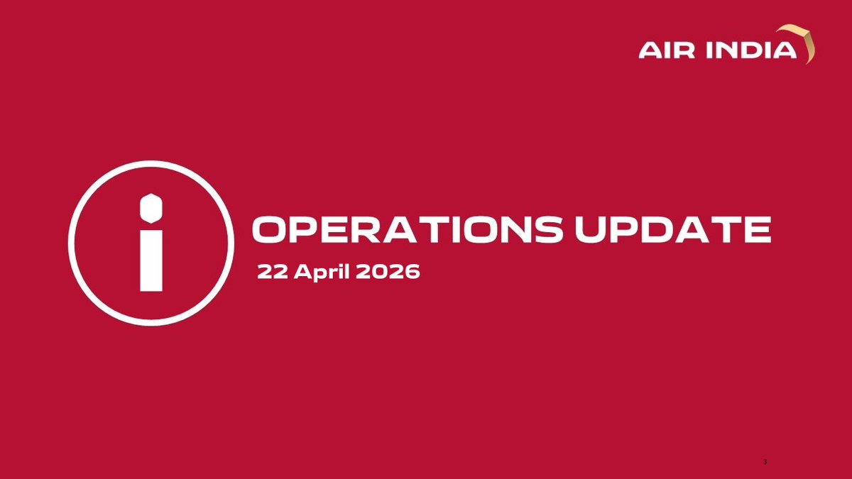 #TravelAdvisory 
Air India and Air India Express will continue to operate select flights to and from West Asia on 23 April in accordance with regulatory approvals.  

Customers are advised to check their flight status on respective websites or mobile apps before heading to the