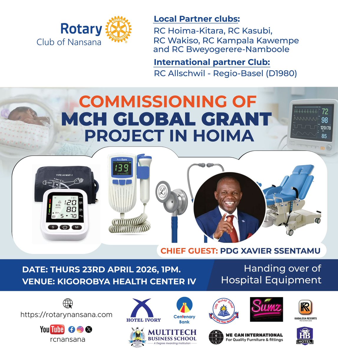 KasubiRotary's tweet image. We shall be joining our partnering clubs to commissioning of MCH Global Grant with @RCHoimaKitara12, @RC_wakiso, @rckawempe, @rcbnuganda and the host club @RcNansana
#RotaryEyamba
#UniteForGood
#AmasiroPost
#RCKasubi