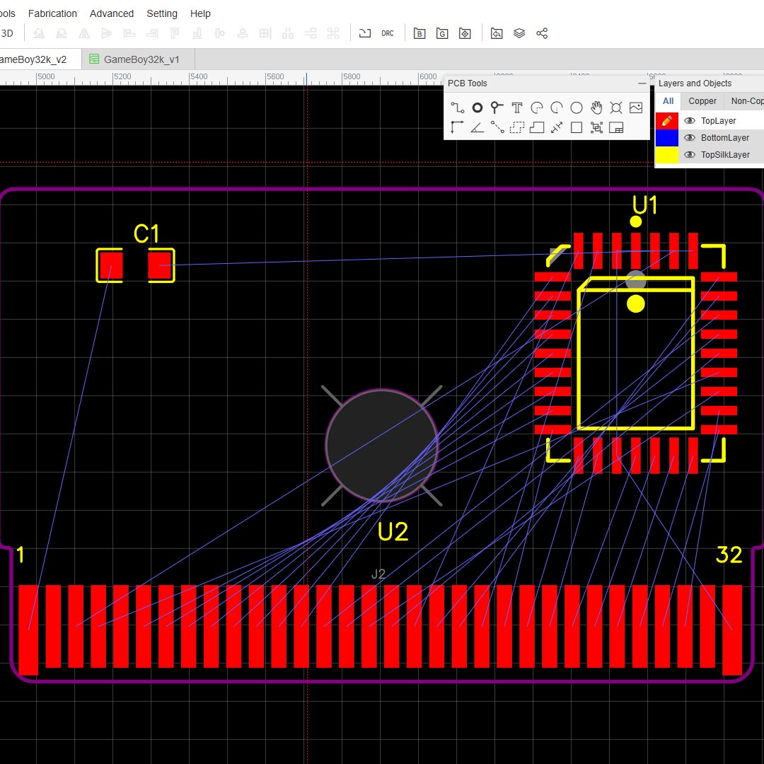 SunnyChowTheGuy's tweet image. No PCB or hardware knowledge. Just drawing lines by eye and hoping for the best. 🤞
#gbdev #pcb