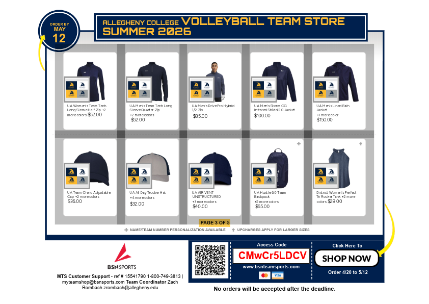 AlleghenyVball's tweet photo. Our team store is now open through May 12th, click the link below or scan the QR code to order from our team store!

Link: 
https://t.co/zGFFCkE84A 

#bringyourAgame https://t.co/mf1WxrSPiv