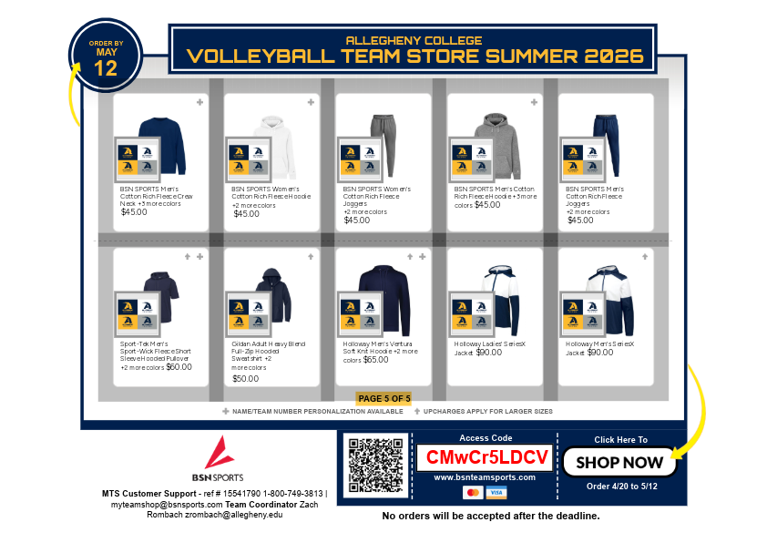 AlleghenyVball's tweet photo. Our team store is now open through May 12th, click the link below or scan the QR code to order from our team store!

Link: 
https://t.co/zGFFCkE84A 

#bringyourAgame https://t.co/mf1WxrSPiv