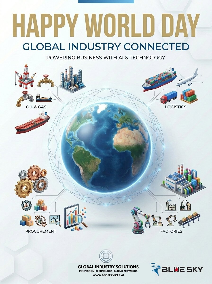 BsoukLtd's tweet photo. Happy World Day 🌍

A world where industries don’t work in silos —
they move together.
From oil & gas to logistics, from procurement to manufacturing —
everything is connected by one thing: smart decisions.

But in reality, delays, gaps, and scattered systems slow everything down.
That’s where innovation changes the game.

With BSO AI, industries connect in real time —
bringing visibility, control, and faster execution across every operation.

Because when industries connect,
progress accelerates.

See it live. Decide faster.
#WorldDay #GlobalIndustry #BSOAI #SmartProcurement #SupplyChain #OilAndGas #Logistics #DigitalTransformation #AIinBusiness