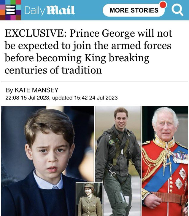 BaronessBruck's tweet image. William spearheaded this trend by informing the media that his son George (heir to the Crown) would NOT BE EXPECTED to join the Armed Forces at all…‼️🤡🎪👌🏼

#Hypocrisy #Perspective #Entitlement #Laziness #RealityCheck #LetThemEatCake